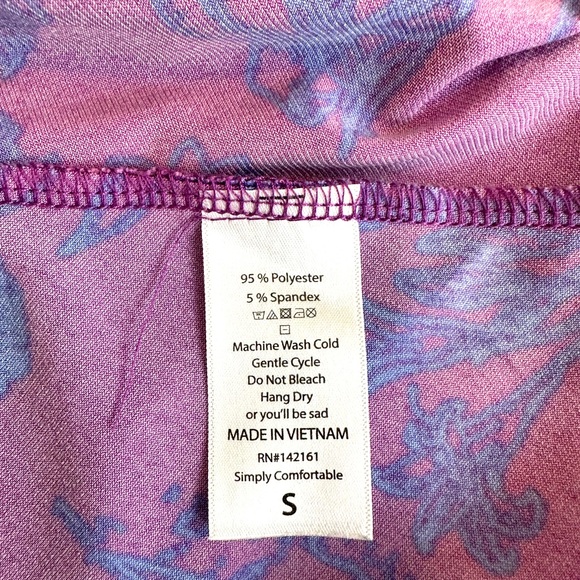 LuLaRoe flare skirt high waist sz. S purple and blue 95 % poly/5% spandex. - Picture 9 of 9